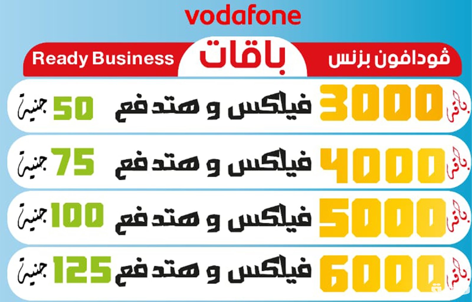 انظمة فودافون الفاتورة الشهرية 2020