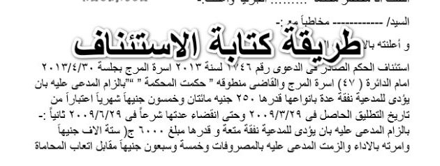 نموذج صحيفة استئناف
