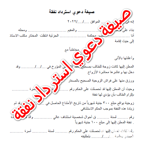 نموذج دعوى اسقاط نفقة جاهز 3 نموذج دعوى اسقاط نفقة