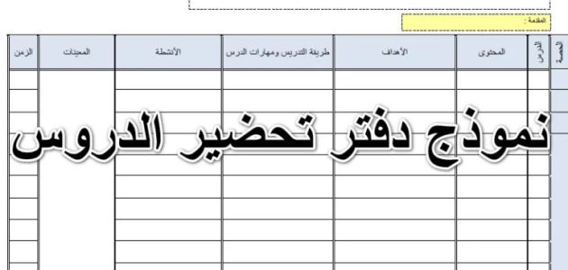 نموذج تحضير درس لغة عربية