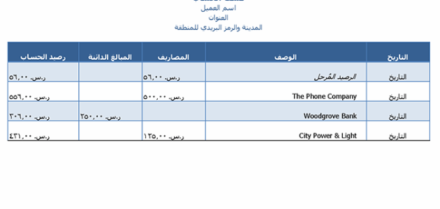 صيغة نموذج كشف حساب